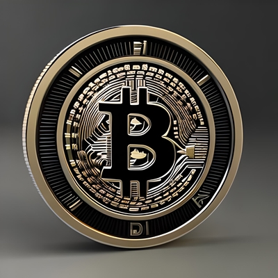 A silver bitcoin coin