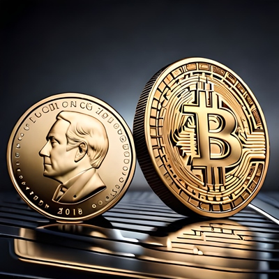 A image representing a BTC coin in gold