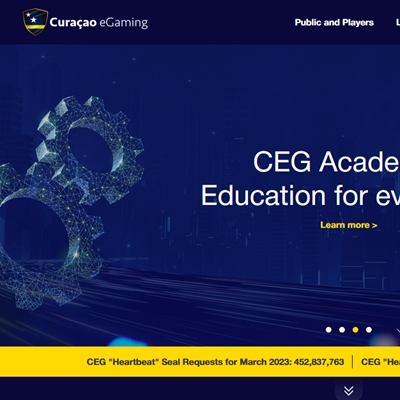 View of the curacao-egaming.com website