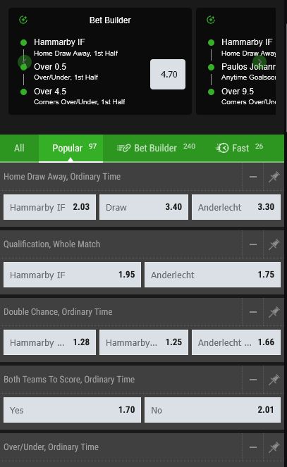 Example of a football betting option
