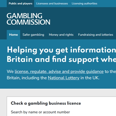 View of the gamblingcommission.gov.uk website