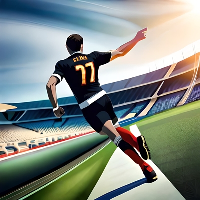 A footballer races to victory